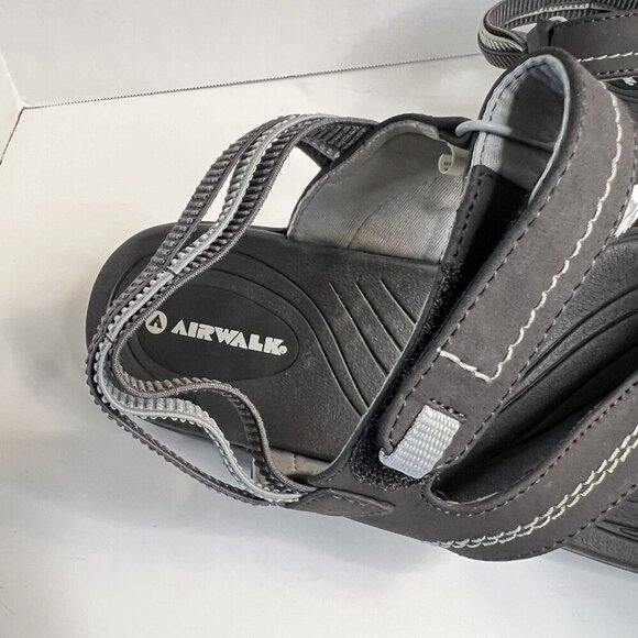 AIRWALK Strappy Sandals Womens Size 11 Adjustable Hood & Loop Strap Black‎ Gray - Picture 4 of 11